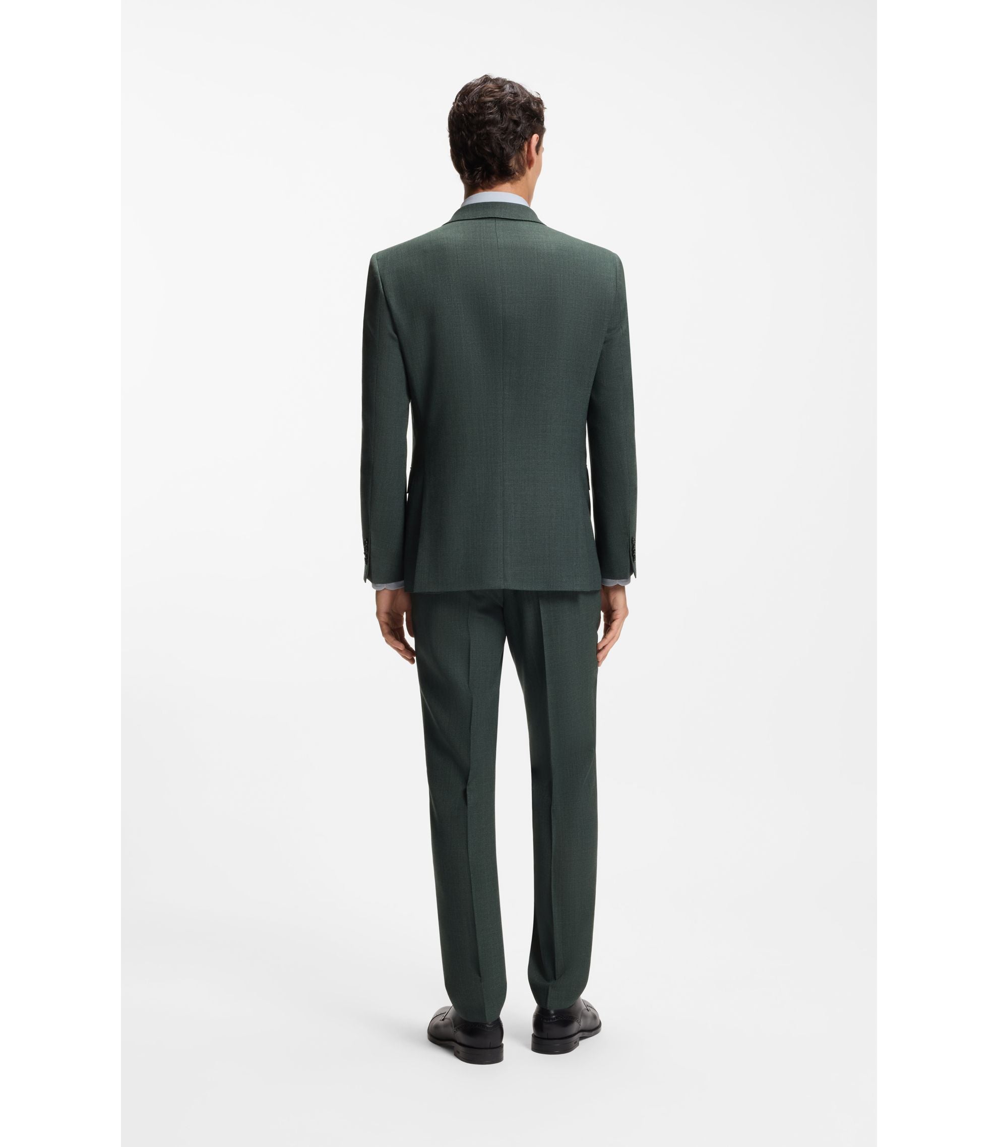 Boss Patterned Slim Fit Jacket In Stretch Wool Light Green
