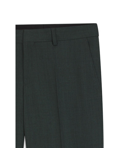 Boss Patterned Slim Fit Trousers In Stretch Wool Light Green