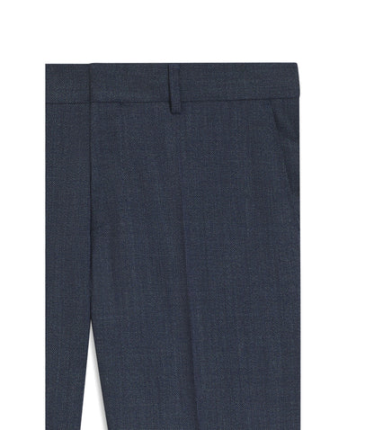 Boss Patterned Slim Fit Trousers In Stretch Wool Light Blue