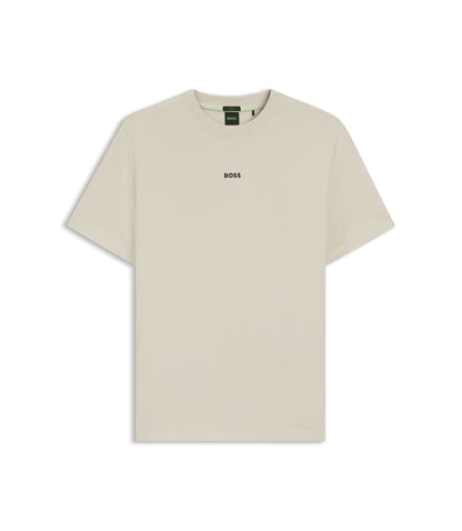 Boss Relaxed Fit T Shirt In A Stretch Cotton Blend Light Beige