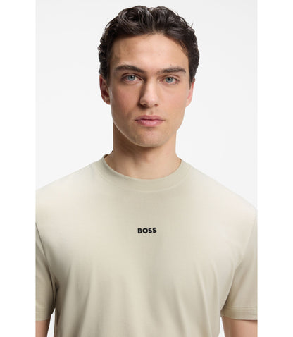 Boss Relaxed Fit T Shirt In A Stretch Cotton Blend Light Beige