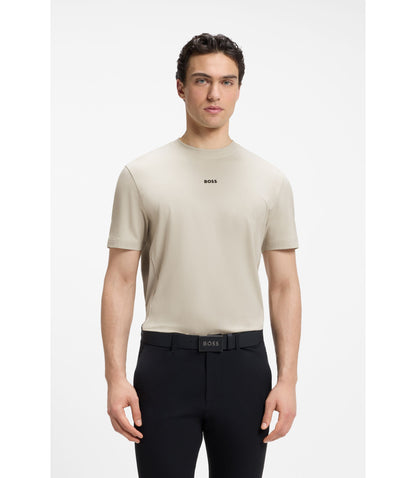 Boss Relaxed Fit T Shirt In A Stretch Cotton Blend Light Beige