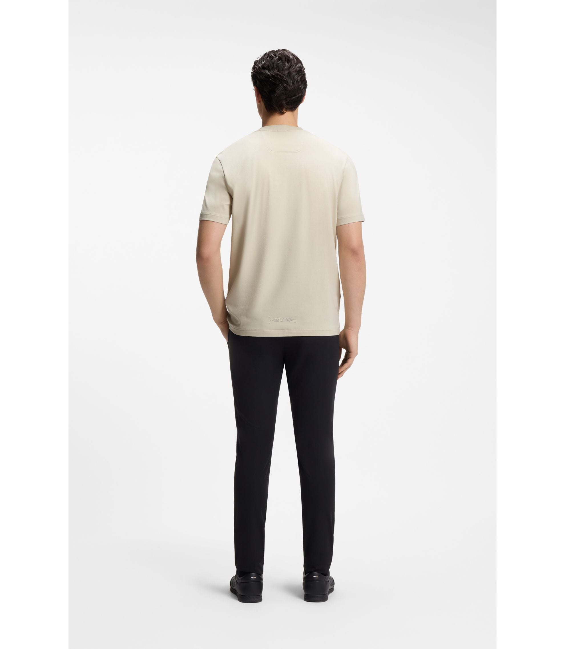 Boss Relaxed Fit T Shirt In A Stretch Cotton Blend Light Beige