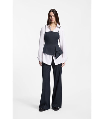 Hugo Pinstripe Top With Peplum Hem Patterned Women's