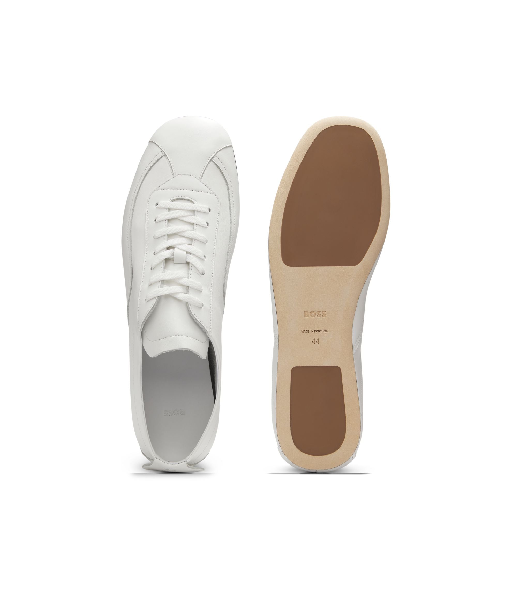 Boss Nappa Leather Trainers With Debossed Logo White White