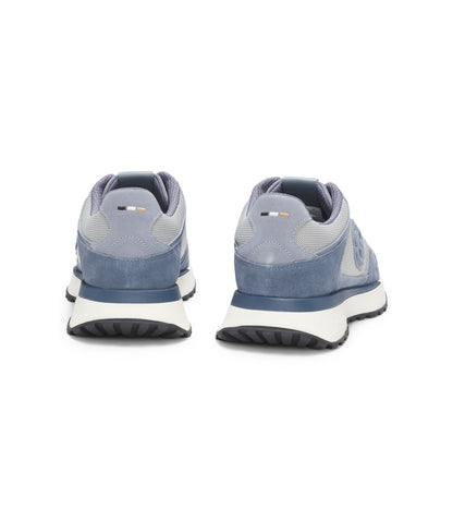 Boss Suede Trim Trainers With Double B Monogram Light Blue Light Blue