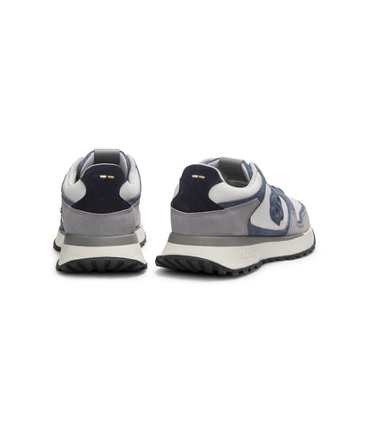 Boss Suede Trim Trainers With Double B Monogram Light Blue Light Blue