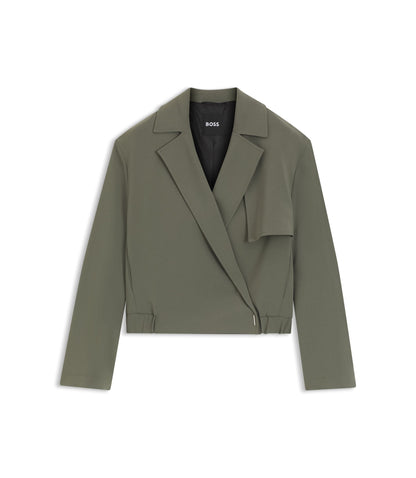 Boss Relaxed Fit Jacket In Japanese Crepe Dark Green Women's