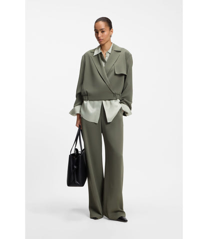 Boss Relaxed Fit Jacket In Japanese Crepe Dark Green Women's