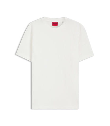 Hugo Cotton Blend T Shirt With Creased Effect White