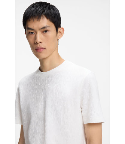 Hugo Cotton Blend T Shirt With Creased Effect White
