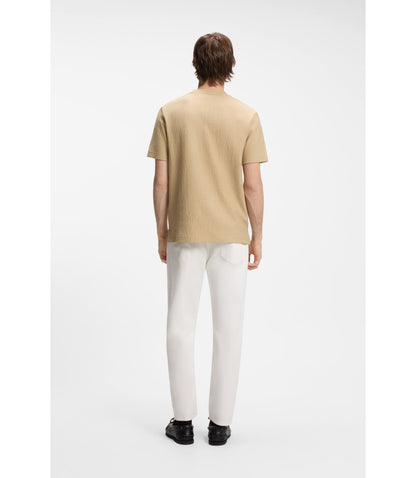 Hugo Cotton Blend T Shirt With Creased Effect Beige