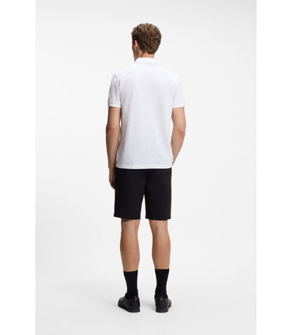 Boss Cotton Piqu Polo Shirt With All Over Print White