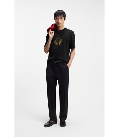 Boss Year Of The Horse Logo Artwork T Shirt In Cotton Jersey Black