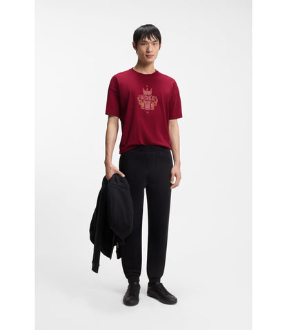 Boss Year Of The Horse Logo Artwork T Shirt In Cotton Jersey Red