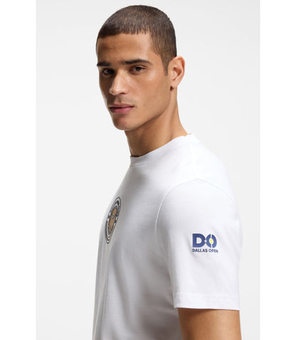 Boss Relaxed Fit T Shirt In Cotton With Tennis Artwork White