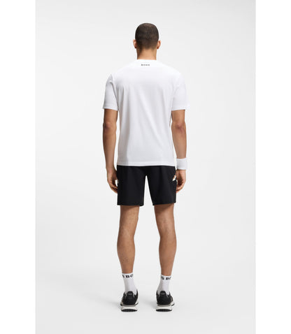 Boss Relaxed Fit T Shirt In Cotton With Tennis Artwork White