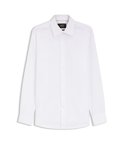 Boss Wrinkle Resistant Slim Fit Shirt In Italian Made Cotton White
