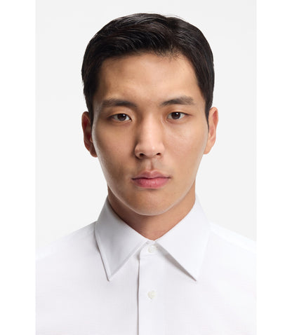 Boss Wrinkle Resistant Slim Fit Shirt In Italian Made Cotton White