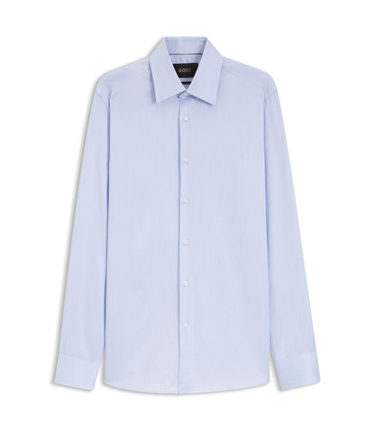 Boss Striped Slim Fit Shirt In Italian Cotton Twill Light Blue