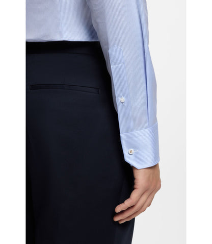 Boss Striped Slim Fit Shirt In Italian Cotton Twill Light Blue