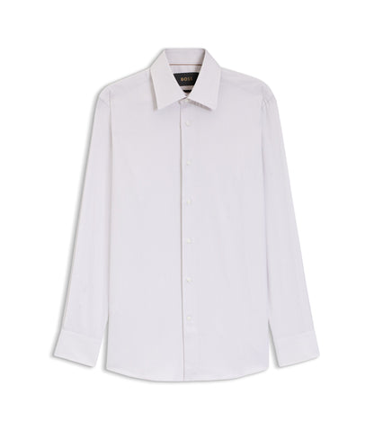 Boss Slim Fit Shirt In Structured Italian Made Cotton Khaki