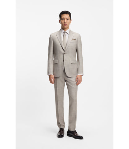 Boss Slim Fit Shirt In Structured Italian Made Cotton Khaki