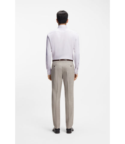 Boss Slim Fit Shirt In Structured Italian Made Cotton Khaki