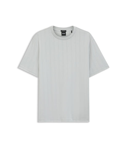 Boss Regular Fit T Shirt In Cotton With Raised Jacquard Structure Light Blue