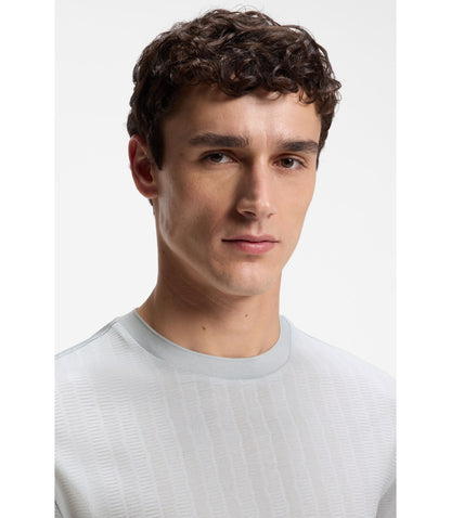 Boss Regular Fit T Shirt In Cotton With Raised Jacquard Structure Light Blue