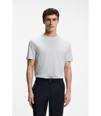 Boss Regular Fit T Shirt In Cotton With Raised Jacquard Structure Light Blue