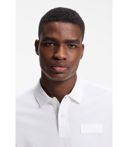 Boss Paddy Polo Shirt With Structured Logo Patch White