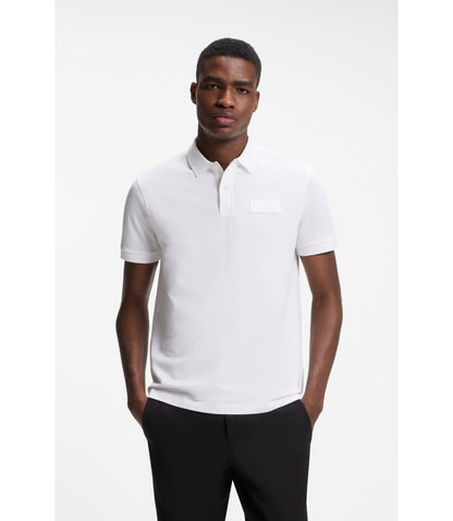 Boss Paddy Polo Shirt With Structured Logo Patch White