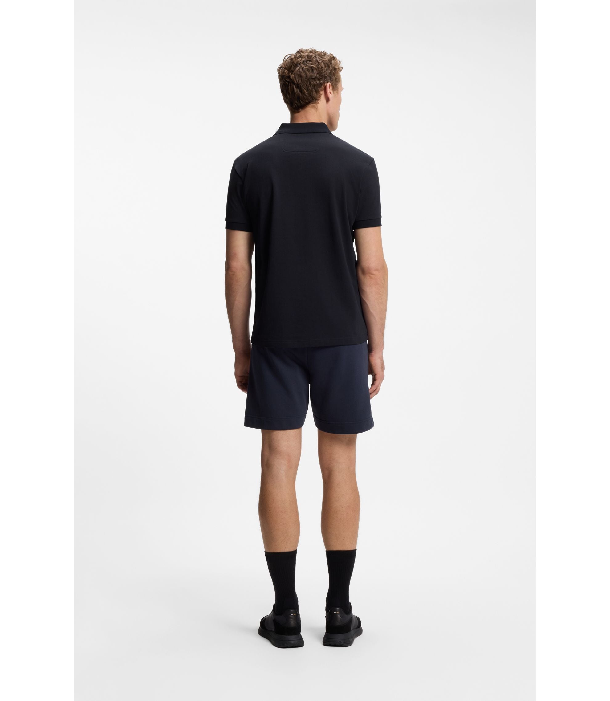 Boss Paddy Polo Shirt With Structured Logo Patch Dark Blue