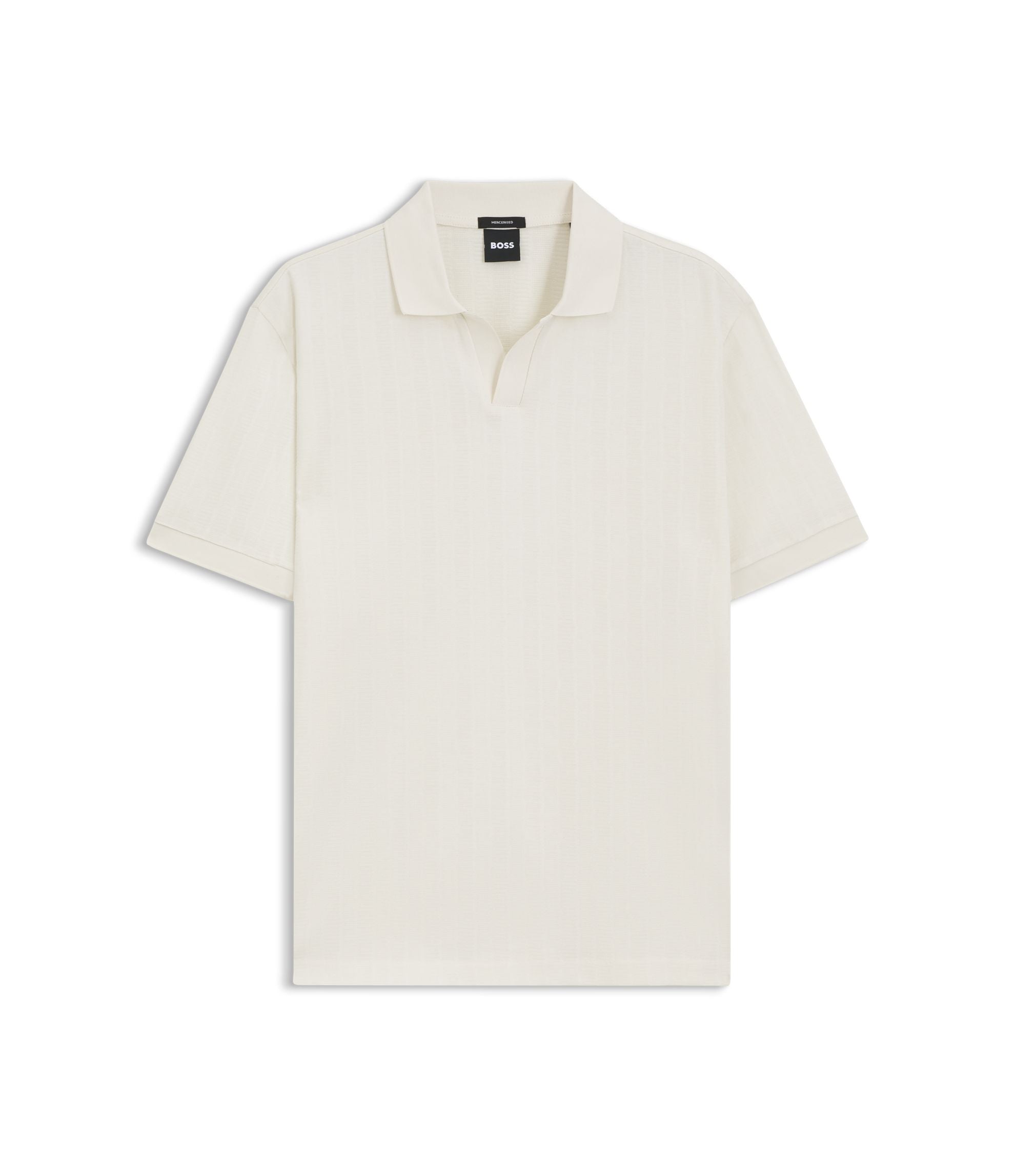 Boss Cotton Jacquard Polo Shirt With Johnny Collar White
