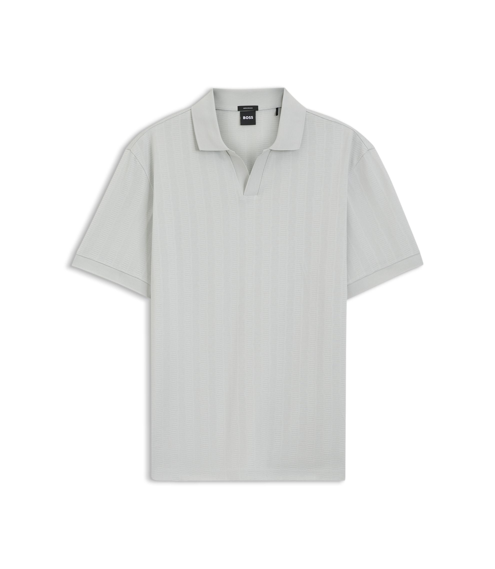 Boss Cotton Jacquard Polo Shirt With Johnny Collar Light Blue