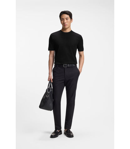 Boss Geometric Jacquard T Shirt In Cotton Black