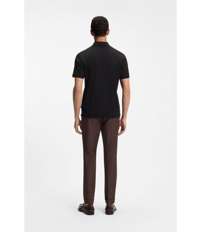 Boss Geometric Jacquard Polo Shirt In Cotton Black