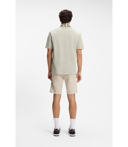 Boss Relaxed Fit Polo With Jacquard Collar Light Beige
