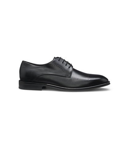 Boss Italian Made Derby Shoes In Leather With Cap Toe Black Black