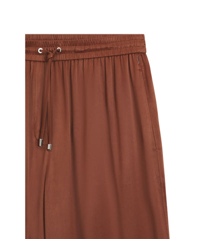 Boss Relaxed Fit Pants In Satin Brown Women's