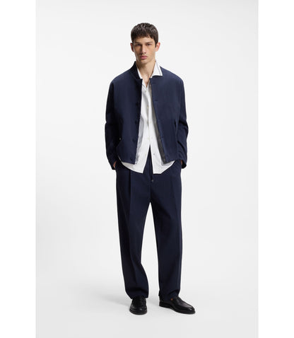 Hugo Oversized Fit Printed Shirt With Camp Collar White