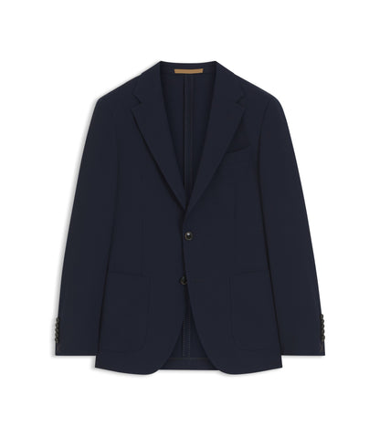 Boss Slim Fit Suit Jacket In Virgin Wool And Silk Dark Blue