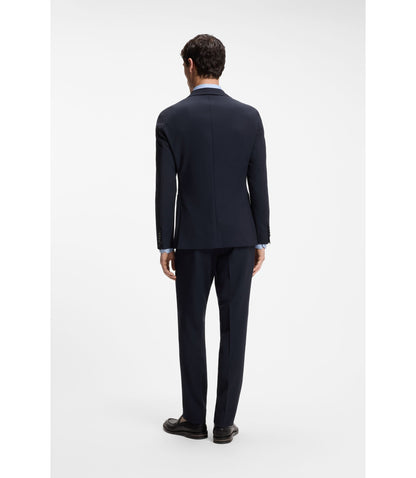 Boss Slim Fit Suit Jacket In Virgin Wool And Silk Dark Blue