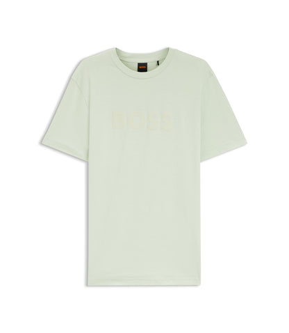 Boss Regular Fit Cotton T Shirt With Modern Logo Light Green