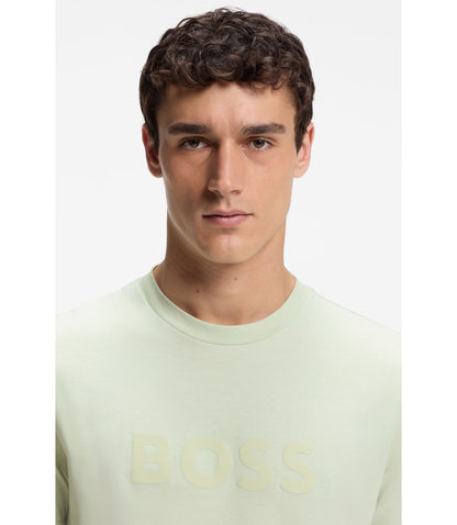 Boss Regular Fit Cotton T Shirt With Modern Logo Light Green