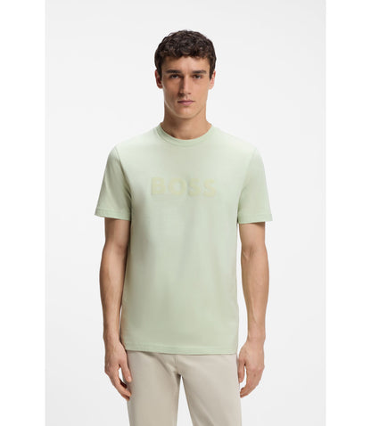 Boss Regular Fit Cotton T Shirt With Modern Logo Light Green