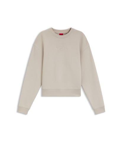 Hugo Resort Script Logo Sweatshirt In Cotton Light Grey Women's