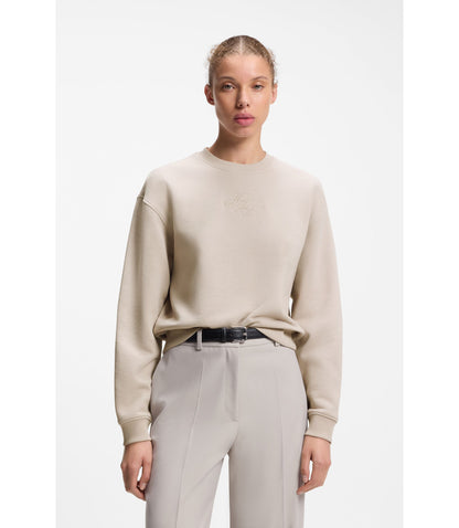 Hugo Resort Script Logo Sweatshirt In Cotton Light Grey Women's