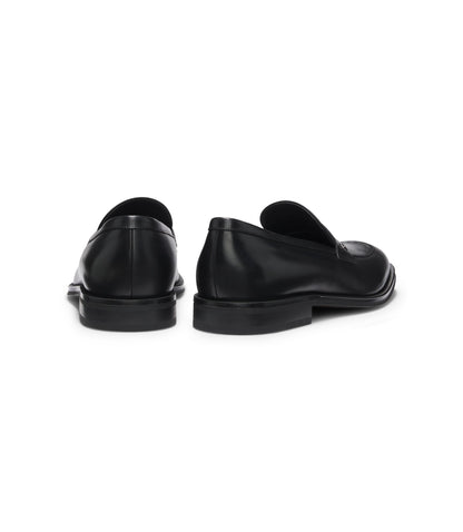 Boss Leather Loafers With Double B Monogram Trim Black Black